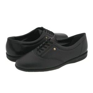 7.5WW 7.5 EXTRA WIDE Easy Spirit Motion Black Leather Comfort Oxfords Sneakers‎